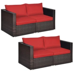 Costway 4PCS Patio Rattan Corner Sofa Sectional Furniture SetBlueBeigeNavy Cushion 23 Costway 4PCS Patio Rattan Corner Sofa Sectional Furniture SetBlueBeigeNavy Cushion -Sunnydaze Decor Store GUEST a86340fe 2770 4946 a50d 7338f9c445ef