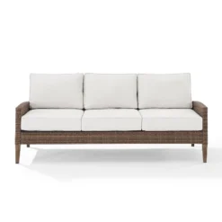 Capella Outdoor Wicker Sofa - Cream/Brown - Crosley 14 Capella Outdoor Wicker Sofa - Cream/Brown - Crosley -Sunnydaze Decor Store GUEST a89df60e 0231 485b 9a96 0aae995b53e9