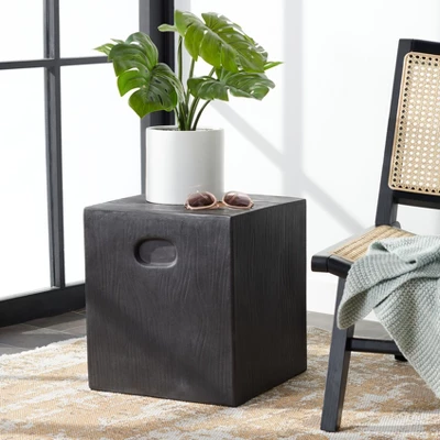 Cube Indoor/Outdoor Modern Concrete Accent Table - Black - Safavieh 1 Cube Indoor/Outdoor Modern Concrete Accent Table - Black - Safavieh