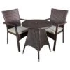 Georgina 3pc Wicker Patio Bistro Set With Cushions - Brown - Christopher Knight Home