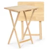 PJ Wood Solid Wood Construction Rectangle Folding Portable TV Snack Serving Tray Table With Compact Storage Rack, Natural (Set Of 7)