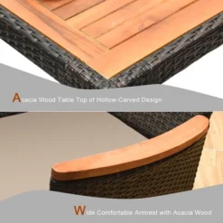 Costway 9PCS Patio Rattan Dining Set 8 Chairs Cushioned Acacia Table Top -Sunnydaze Decor Store GUEST aa189f41 eef8 466d 858b a348ea0aedf7