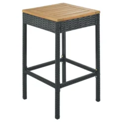 5-Piece Outdoor Patio Wicker Bar Set With Foldable Acacia Wood Top With 4 Stools And 1 Table,Brown - ModernLuxe -Sunnydaze Decor Store GUEST aaa0896b ff41 4d8d 8370 a7a8fbba2d81