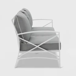 Kaplan Outdoor Metal Sofa White With Gray Cushions - Crosley -Sunnydaze Decor Store GUEST abd82e14 ee96 4695 8113 f8178115029c