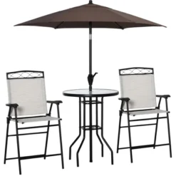 Outsunny 4 Piece Patio Bar Set For 2 With 6' Adjustable Tilt Umbrella, Outdoor Bistro Set With Folding Chairs & Glass Round Dining Table 14 Outsunny 4 Piece Patio Bar Set For 2 With 6' Adjustable Tilt Umbrella, Outdoor Bistro Set With Folding Chairs & Glass Round Dining Table -Sunnydaze Decor Store GUEST ac9e87e1 c030 4643 bfe9 e46beebab279