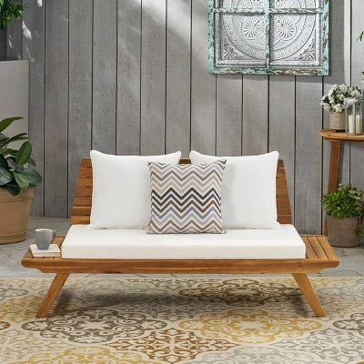 Sedona Wooden Loveseat - Teak/White - Christopher Knight Home 1 Sedona Wooden Loveseat - Teak/White - Christopher Knight Home