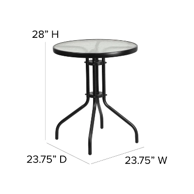 Emma And Oliver 23.75" Round Tempered Glass Metal Table 2 Emma And Oliver 23.75" Round Tempered Glass Metal Table - Image 2