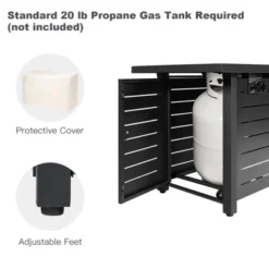 Tangkula 9 PCS Rattan Dinning Set Wicker Sofa W/Propane Gas Fire Pit 60,000 Btu Heater -Sunnydaze Decor Store GUEST afb11881 9897 43cb b507 ed5f5bb9717c