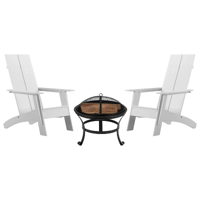 Merrick Lane Outdoor Set With Modern Adirondack Rocking Chairs & Wood Burning Fire Pit, Poker & Spark Screen 15 Merrick Lane Outdoor Set With Modern Adirondack Rocking Chairs & Wood Burning Fire Pit, Poker & Spark Screen - Image 15