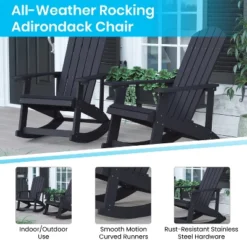 Flash Furniture Set Of 4 Savannah All-Weather Poly Resin Wood Adirondack Rocking Chairs With Side Table -Sunnydaze Decor Store GUEST b10ac1ca 72e0 4a41 9181 c98bfe18817a 1