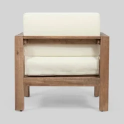 Genser 4pc Acacia Wood Chat Set - Brown/Beige - Christopher Knight Home -Sunnydaze Decor Store GUEST b11365cf cf15 4186 8a35 1239f92e525e 1