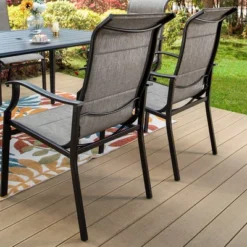 7pc Patio Dining Set With Steel Table With Umbrella Hole & Metal Padded Arm Chairs - Captiva Designs -Sunnydaze Decor Store GUEST b1256825 ba35 4ad4 9c4d de8cc5f80058