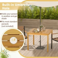 Costway Patio Dining Table Acacia Wood Square Outdoor Bistro With 1.9'' Umbrella Hole Yard -Sunnydaze Decor Store GUEST b188253b 16fb 4379 965b 96dcdc863608