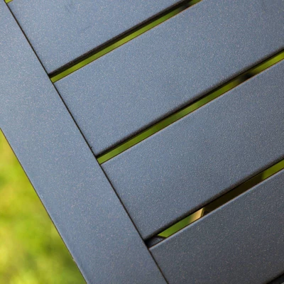 5pc Outdoor Dining Set With Swivel Chairs With Seat & Back Cushions & Square Metal Table With Umbrella Hole - Captiva Designs 4 5pc Outdoor Dining Set With Swivel Chairs With Seat & Back Cushions & Square Metal Table With Umbrella Hole - Captiva Designs - Image 4