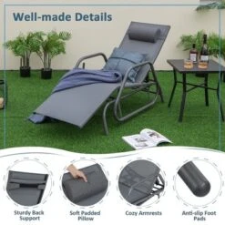 Tangkula Patio Chaise Lounge Glider Recliner Chair Adjustable Sturdy Metal Frame Outdoor -Sunnydaze Decor Store GUEST b34a39cd 2fd1 4964 a53b 32668ecc9c6e