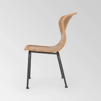 Spinnaker Set Of 2 Wicker Boho Dining Chairs - Light Brown - Christopher Knight Home 3 Spinnaker Set Of 2 Wicker Boho Dining Chairs - Light Brown - Christopher Knight Home - Image 3