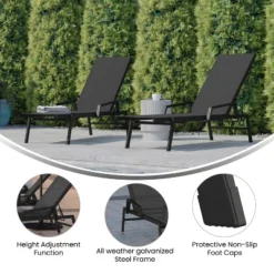 Emma And Oliver Set Of 2 Textilene Adjustable 5 Position Patio Chaise Lounge With Armrests And Metal Frame 17 Emma And Oliver Set Of 2 Textilene Adjustable 5 Position Patio Chaise Lounge With Armrests And Metal Frame -Sunnydaze Decor Store GUEST b3f48a26 4d67 41ea b101 2456761f1598