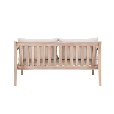 Linon Melita Acacia Two Seater Sofa Beige/White 5 Linon Melita Acacia Two Seater Sofa Beige/White - Image 5