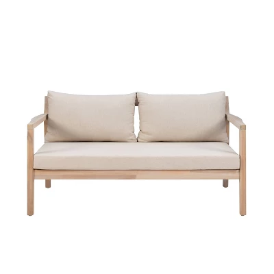 Linon Melita Acacia Two Seater Sofa Beige/White 2 Linon Melita Acacia Two Seater Sofa Beige/White - Image 2