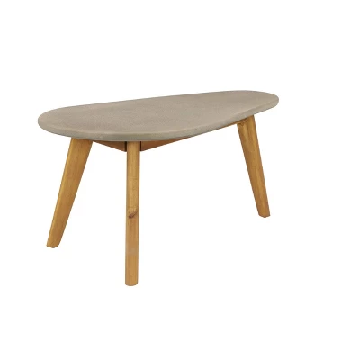 29"x16" Mid-Century Wood Outdoor Accent Table Gray - Olivia & May 5 29"x16" Mid-Century Wood Outdoor Accent Table Gray - Olivia & May - Image 5