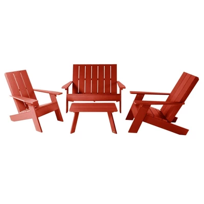 Italica 4pc Outdoor Set With Modern Adirondack Chairs, Double Wide Adirondack Chairs & Table - Highwood 10 Italica 4pc Outdoor Set With Modern Adirondack Chairs, Double Wide Adirondack Chairs & Table - Highwood - Image 10