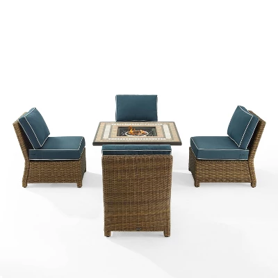 Bradenton 5pc Outdoor Wicker Armless Chair & Fire Table Set - Crosley 6 Bradenton 5pc Outdoor Wicker Armless Chair & Fire Table Set - Crosley - Image 6