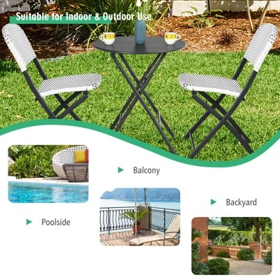 Tangkula 3PCS Patio Rattan Furniture Set Outdoor Chairs & Coffee Table Wicker Bistro Table Set For Balcony Lawn Garden 4 Tangkula 3PCS Patio Rattan Furniture Set Outdoor Chairs & Coffee Table Wicker Bistro Table Set For Balcony Lawn Garden - Image 4