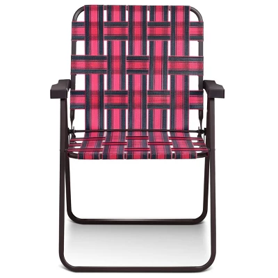Costway 6pcs Folding Beach Chair Camping Lawn Webbing Chair Lightweight 1 Position Red 3 Costway 6pcs Folding Beach Chair Camping Lawn Webbing Chair Lightweight 1 Position Red - Image 3