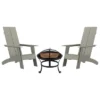Emma And Oliver Set Of 2 Modern All-Weather Poly Resin Adirondack Rocking Chairs With A Wood Burning Fire Pit For Outdoor Use