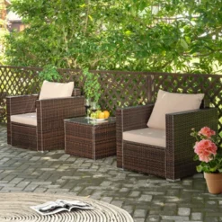 Costway 3PCS Patio Rattan Outdoor Furniture Set W/ Cushioned Sofa Coffee Table 11 Costway 3PCS Patio Rattan Outdoor Furniture Set W/ Cushioned Sofa Coffee Table -Sunnydaze Decor Store GUEST b89bc8c0 943c 4e34 a6fd a0a7d2d320c9