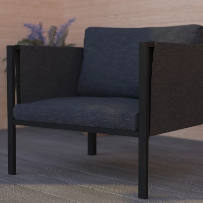 Merrick Lane Outdoor Patio Chair With Removable Fabric Cushions And Steel Frame 5 Merrick Lane Outdoor Patio Chair With Removable Fabric Cushions And Steel Frame - Image 5