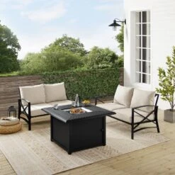 Kaplan 3pc Outdoor Conversation Set With Fire Table & 2 Loveseats - Oatmeal - Crosley 16 Kaplan 3pc Outdoor Conversation Set With Fire Table & 2 Loveseats - Oatmeal - Crosley -Sunnydaze Decor Store GUEST ba50c16a adf4 422b b83f fa6fc402fed8