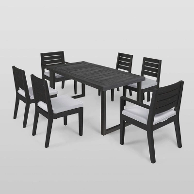Nestor 7pc Acacia Wood Dining Set - Dark Gray/Light Gray - Christopher Knight Home 1 Nestor 7pc Acacia Wood Dining Set - Dark Gray/Light Gray - Christopher Knight Home