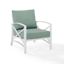 Kaplan Outdoor Steel Arm Chair Mist/White - Crosley 13 Kaplan Outdoor Steel Arm Chair Mist/White - Crosley -Sunnydaze Decor Store GUEST ba88dee0 6b62 4b4b 8e3d 978fbdd73019