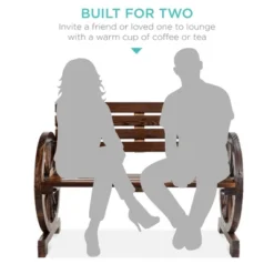 Best Choice Products 2-Person Wooden Wagon Wheel Bench For Patio, Garden, Outdoor Lounging W/ Rustic Design - Brown -Sunnydaze Decor Store GUEST bae0a890 face 4aad a206 0c896023093f