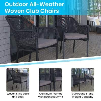 Merrick Lane Outdoor Furniture Sets 2 Piece All-Weather Woven Patio Chairs With Cushions 11 Merrick Lane Outdoor Furniture Sets 2 Piece All-Weather Woven Patio Chairs With Cushions - Image 11