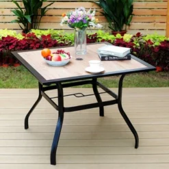 5pc Patio Dining Set With 36" Square Acacia Table And Stackable Chairs - Captiva Designs -Sunnydaze Decor Store GUEST bce37d5d 68d9 4d13 ab8a f229bef2e747