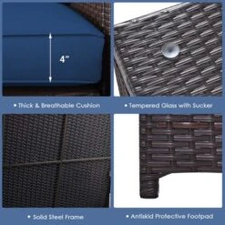 Costway 6PCS Patio Rattan Furniture Set 32'' Fire Pit Table Tank Holder With Cover Beige/Navy/Red/Turquoise -Sunnydaze Decor Store GUEST bd6b859c ff99 4510 9bc0 7c12d450aea1