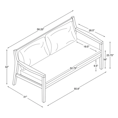 Linon Melita Acacia Two Seater Sofa Beige/White 7 Linon Melita Acacia Two Seater Sofa Beige/White - Image 7