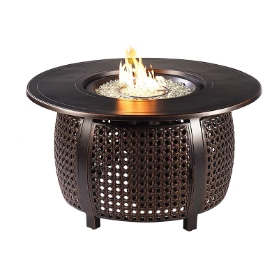 5pc Outdoor Fire Table Set With Weave 44" Round Fire Table, 4 Deep Seating Swivel Rocking Chairs & Table Fabric Covers - Oakland Living 2 5pc Outdoor Fire Table Set With Weave 44" Round Fire Table, 4 Deep Seating Swivel Rocking Chairs & Table Fabric Covers - Oakland Living - Image 2