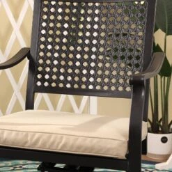 7pc Outdoor Dining Set With Swivel Chairs & Faux Wood/Metal Table With Umbrella Hole - Captiva Designs -Sunnydaze Decor Store GUEST be579d99 cecd 42f1 9a55 d976c4c70688 1