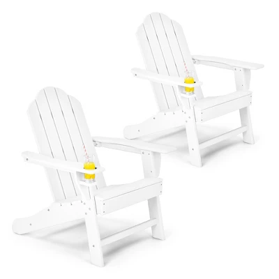 Costway 2PCS Patio Adirondack Chair Weather Resistant Garden Deck W/Cup Holder WhiteBlackGreyTurquoise 10 Costway 2PCS Patio Adirondack Chair Weather Resistant Garden Deck W/Cup Holder WhiteBlackGreyTurquoise - Image 10