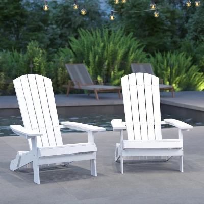 Merrick Lane Set Of 2 Poly Resin Folding Adirondack Lounge Chair - All-Weather Indoor/Outdoor Patio Chair 1 Merrick Lane Set Of 2 Poly Resin Folding Adirondack Lounge Chair - All-Weather Indoor/Outdoor Patio Chair