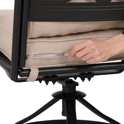 5pc Outdoor Dining Set With Swivel Chairs With Seat & Back Cushions & Square Metal Table With Umbrella Hole - Captiva Designs 16 5pc Outdoor Dining Set With Swivel Chairs With Seat & Back Cushions & Square Metal Table With Umbrella Hole - Captiva Designs - Image 16