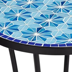 Teal Island Designs Modern Black Round Outdoor Accent Side Table 14" Wide Blue Star Mosaic Tabletop For Front Porch Patio Home House -Sunnydaze Decor Store GUEST c5ddbe13 ca93 43c7 b280 7609b24cf6b8