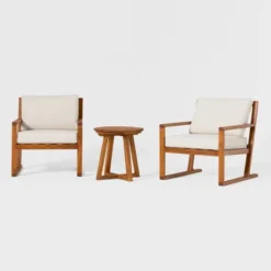 Saracina Home 3pc Modern Slat-Back Acacia Outdoor Conversation Set With Cushions 8 Saracina Home 3pc Modern Slat-Back Acacia Outdoor Conversation Set With Cushions -Sunnydaze Decor Store GUEST c5f0efa3 a546 441a a62d 8991ad328bec