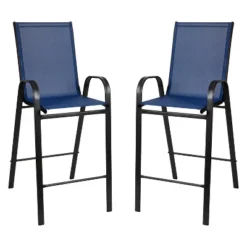 Emma And Oliver 5 Piece Outdoor Bar Height Set-Glass Patio Bar Table-All-Weather Barstools -Sunnydaze Decor Store GUEST c5f1b7d7 d895 41b5 8cd4 8403f80092b4