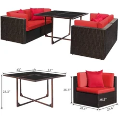 5pc Outdoor Conversation Set With Wicker Sectional Sofa & Tempered Glass Table - Devoko -Sunnydaze Decor Store GUEST c60a36e1 a1f1 4a3a 95ca f64989fefb7a