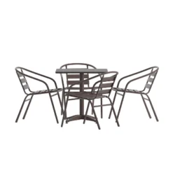Emma And Oliver 27.5'' Square Aluminum Indoor-Outdoor Table Set With 4 Slat Back Chairs 24 Emma And Oliver 27.5'' Square Aluminum Indoor-Outdoor Table Set With 4 Slat Back Chairs -Sunnydaze Decor Store GUEST c61563dd 4f15 4061 af06 d81d9cd4665e