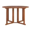 Outdoor Drop Leaf Round Dining Table - Natural - CorLiving